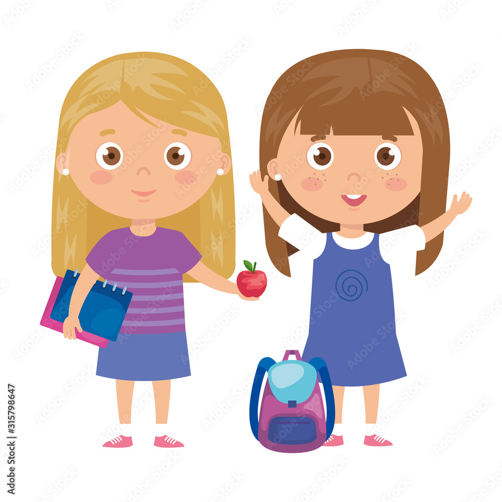 scene of girls standing on white background scene of girls standing on white background