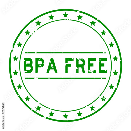 Grunge green BPA (abbreviation of Bisphenol A) free word round rubber seal stamp on white background