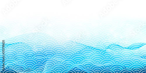 波　海　和紙　背景