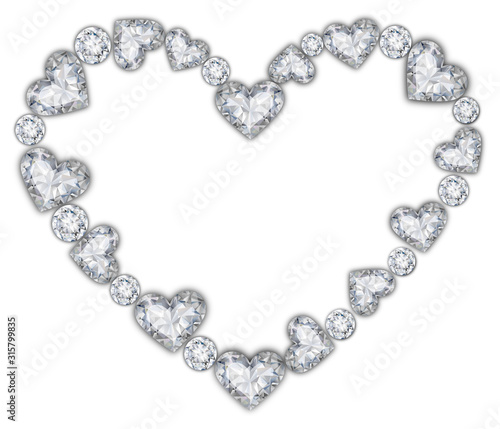 diamonds heart frame for valentine's day and wedding decorations