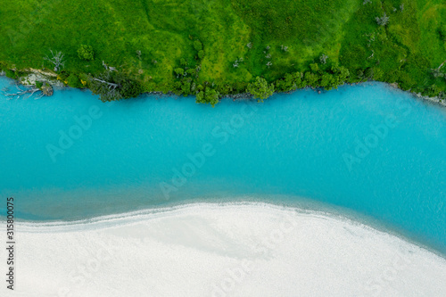 View from above to glacier water stream, Glenorchy, New Zealand