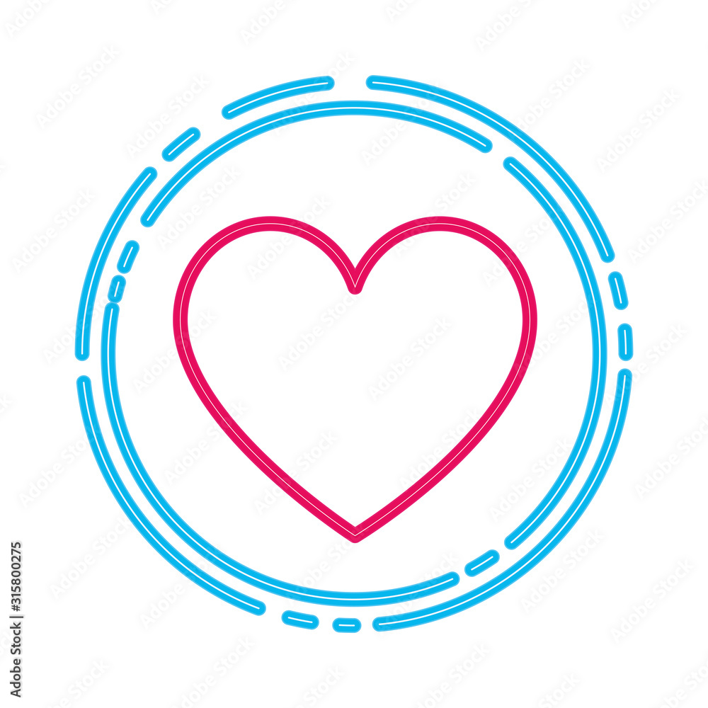 heart in neon light on white background heart in neon light on white background