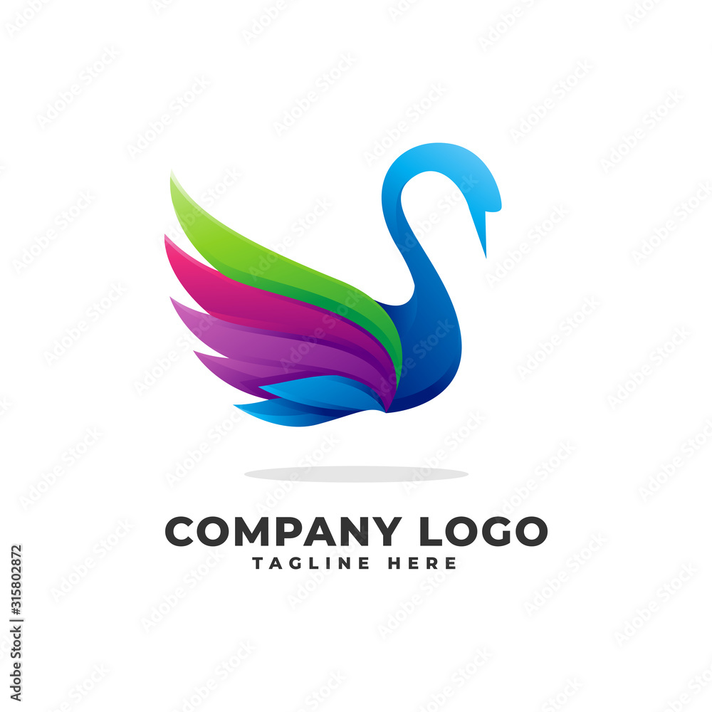 Fototapeta premium Swan Gradient Logo Vector Icon Illustration