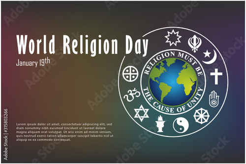 World Religion Day January 19th background for banner, poster and others. Vector illustration