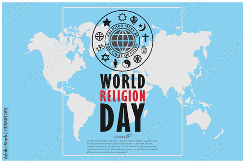 World Religion Day January 19th background for banner, poster and others. Vector illustration
