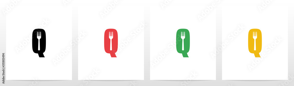 Fork On Letter Logo Design Q Fork On Letter Logo Design Q