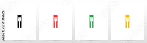 Fork On Letter Logo Design I
