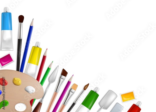Art tools and supplies vector concept for web banner, website page
