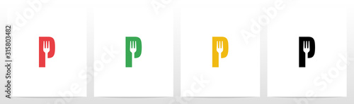 Fork On Letter Logo Design P