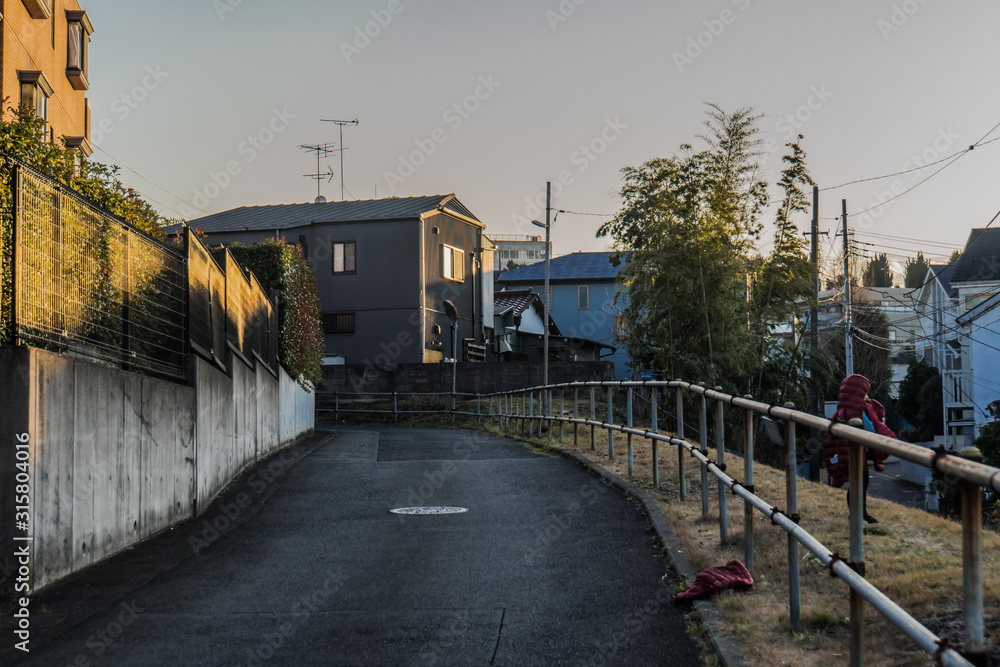 Townscape of suburban residential area in Japan