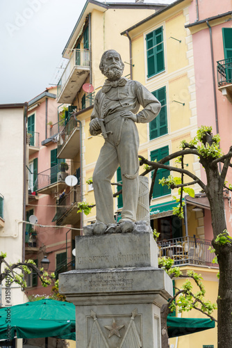 Monument of Giuseppe Garibaldi in the Italian town Monterosso al Mare of the coastal area Cinque Terre © OlegMit