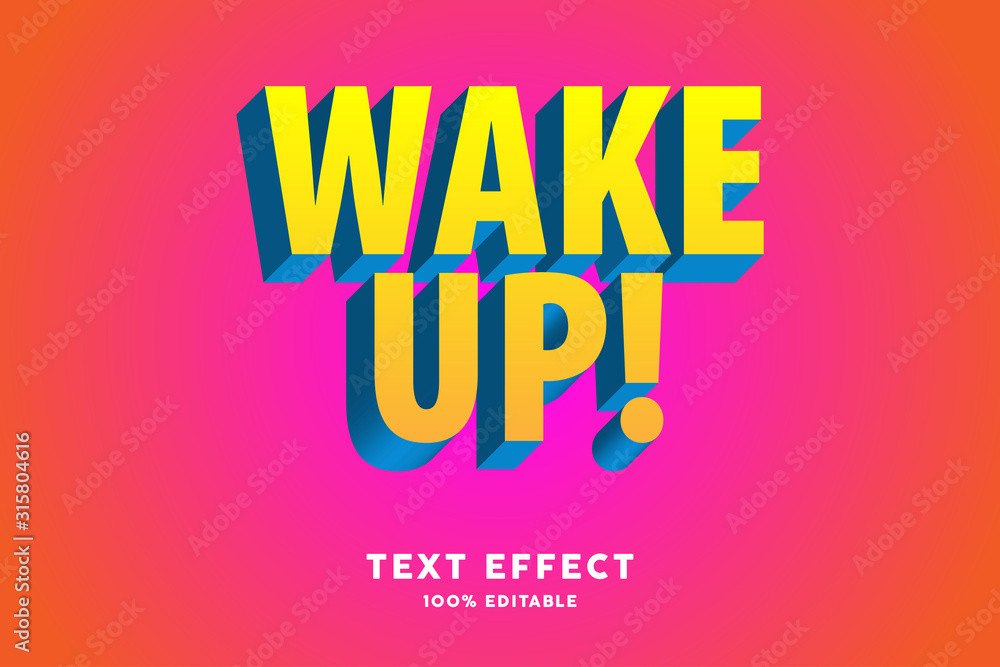 Editable Text effect, 3D bold yellow blue text effect