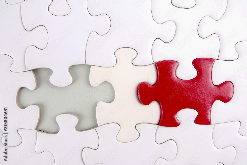 Magnifying glass searching missing puzzle. Magnifying glass searching missing puzzle.