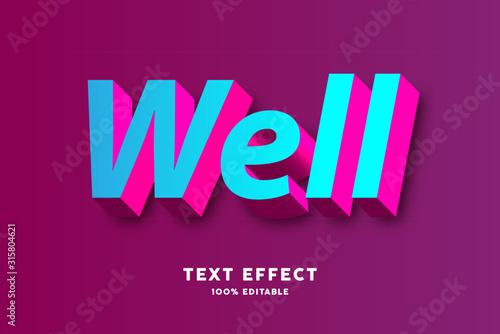 3D fresh blue and pink text effect, editable text