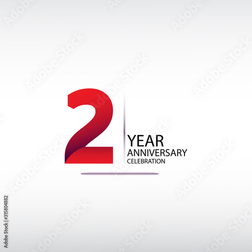 2 years anniversary celebration logotype. anniversary logo with red, vector design for celebration, invitation card, and greeting card