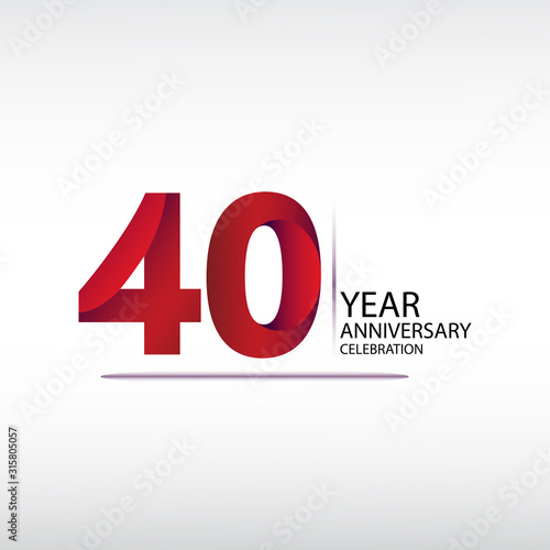40 years anniversary celebration logotype. anniversary logo with red, vector design for celebration, invitation card, and greeting card