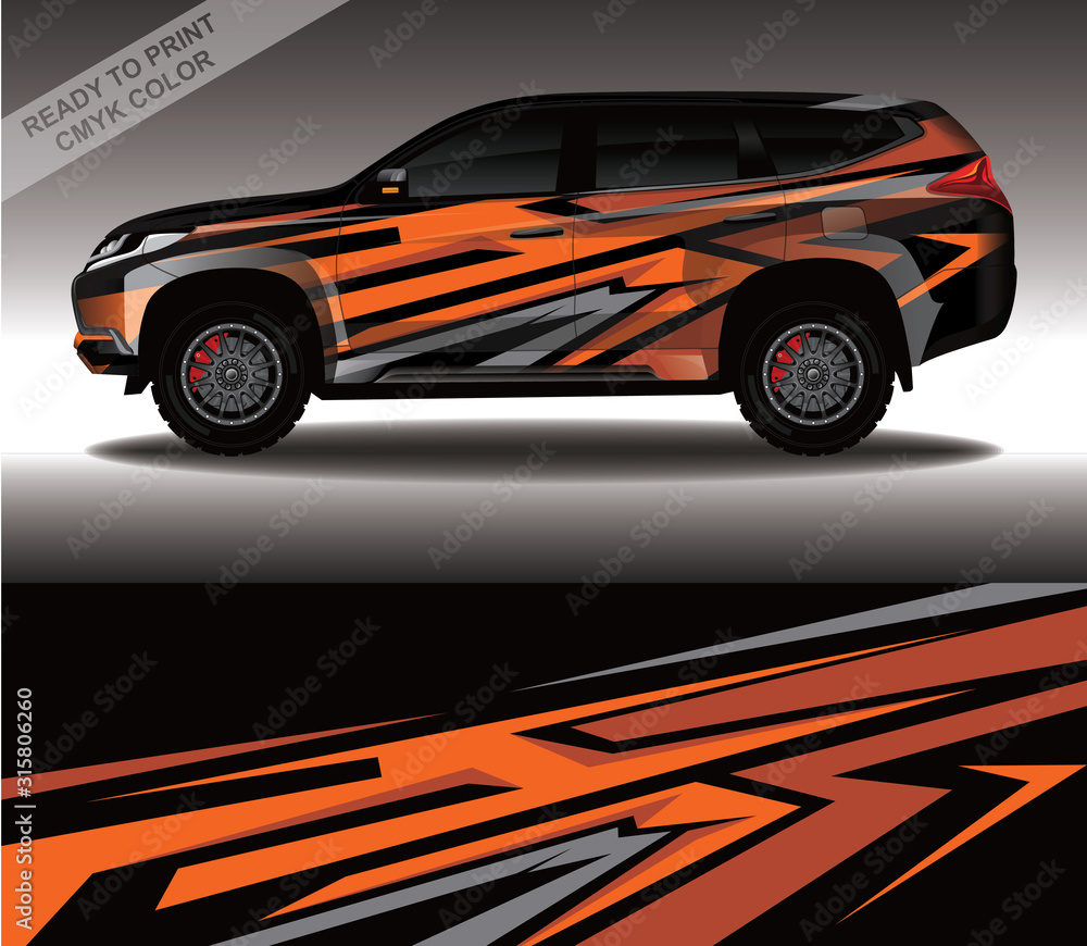 Car wrap decal design vector, custom livery race rally car vehicle sticker and tinting. Car wrap decal design vector, custom livery race rally car vehicle sticker and tinting.