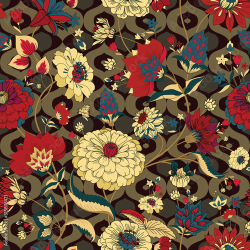 Floral seamless original pattern in vintage paisley style