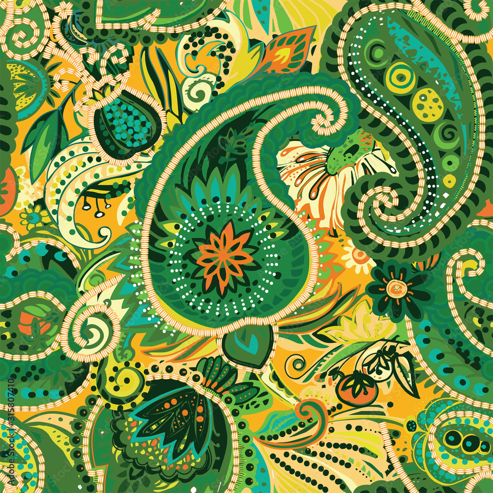 Fototapeta premium Original traditional oriental vintage paisley pattern in a modern version.