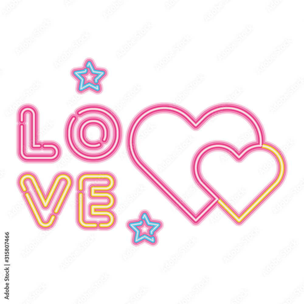 love lettering with hearts isolated icon love lettering with hearts isolated icon