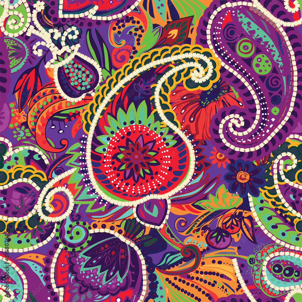 Fototapeta premium Original traditional oriental vintage paisley pattern in a modern version.