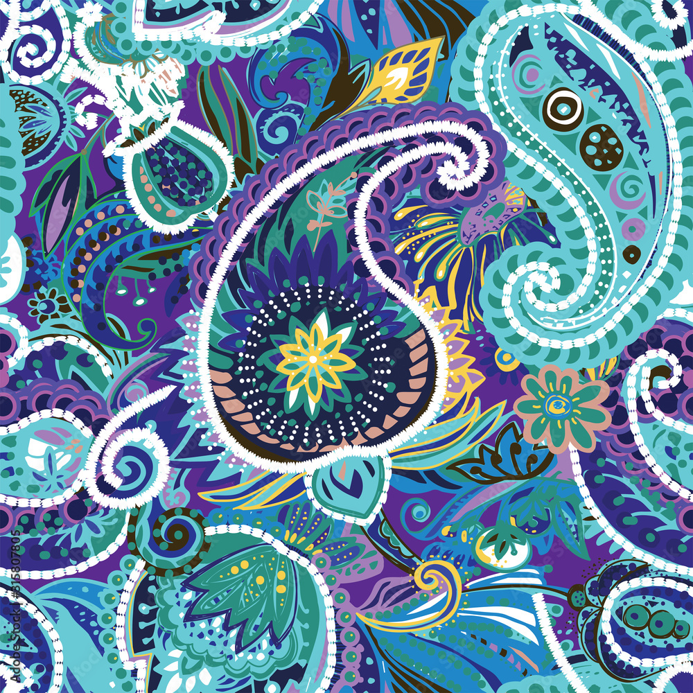 Fototapeta premium Original traditional oriental vintage paisley pattern in a modern version.