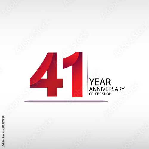Free Download 41 years anniversary celebration logotype. anniversary logo with red, vector design for celebration, invitation card, and greeting card - GFXLoad