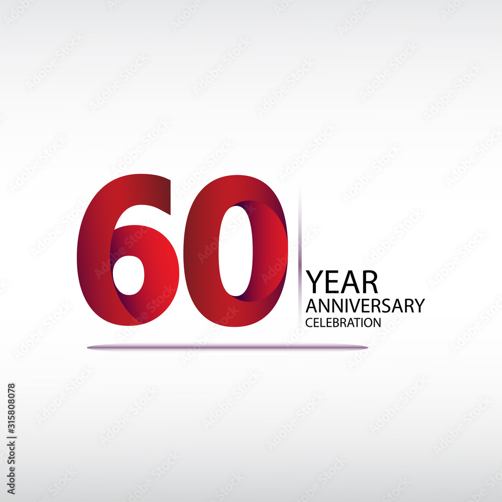 60 years anniversary celebration logotype. anniversary logo with red, vector design for celebration, invitation card, and greeting card
