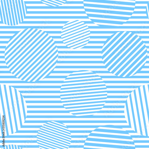 Blue and white striped circ...