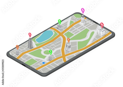 isometric GPS Navigation Concept.