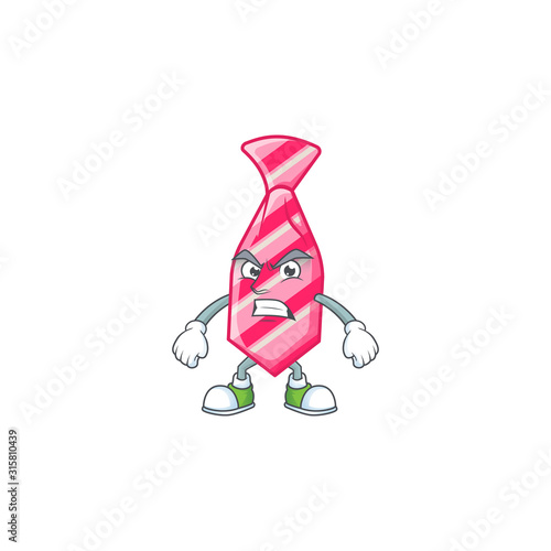 cartoon character of pink stripes tie with angry face