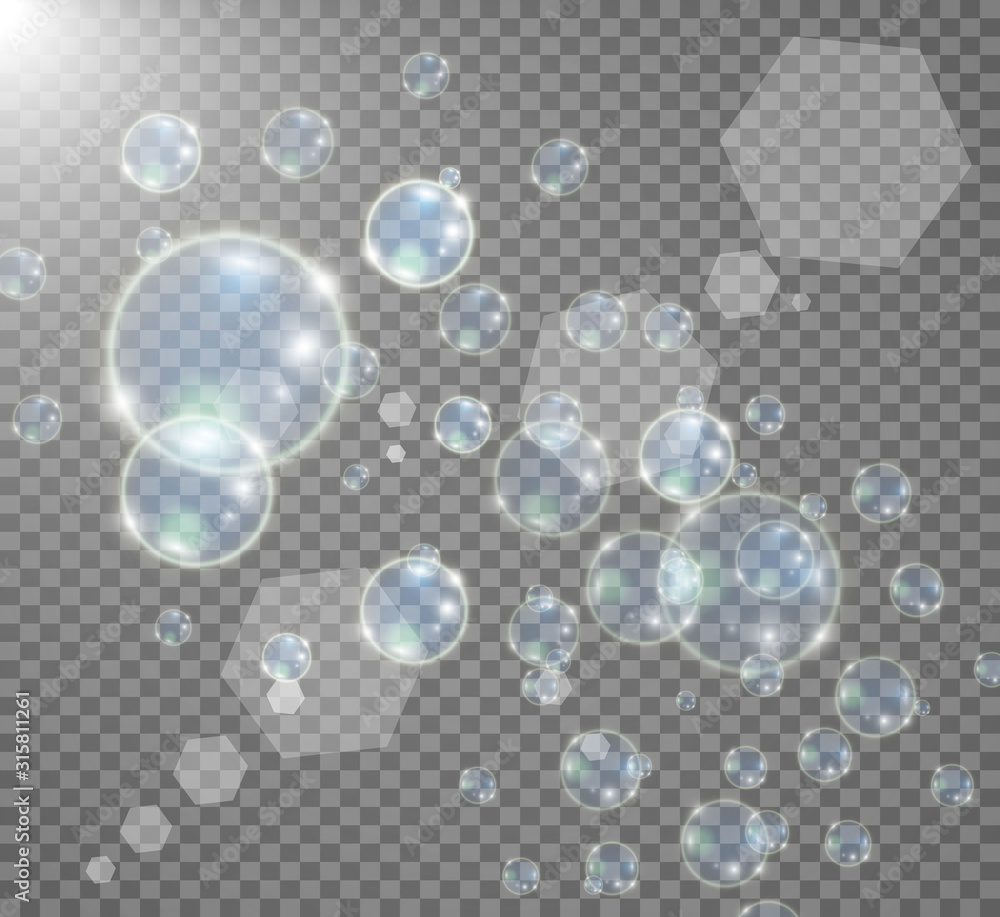 White beautiful bubbles on a transparent background vector illustration. Soap bubbles. White beautiful bubbles on a transparent background vector illustration. Soap bubbles.