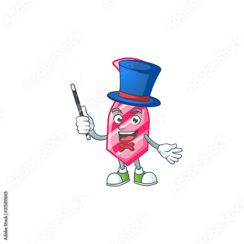 A picture of pink stripes tie performance as a Magician