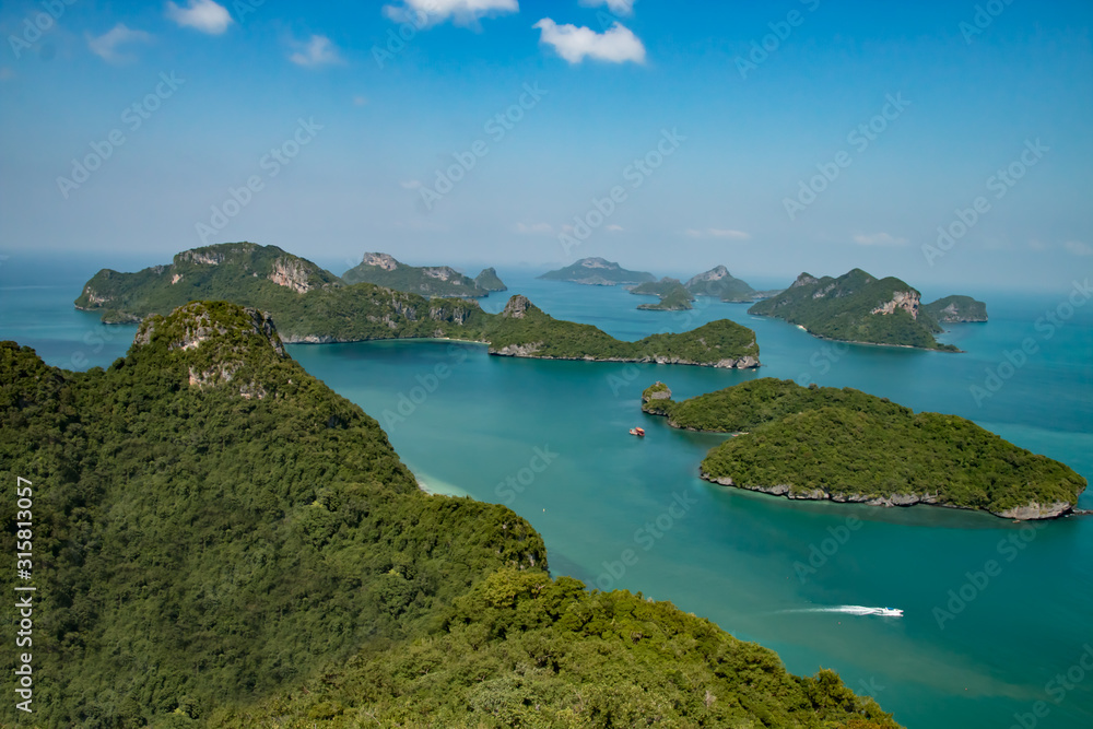 Beautiful top view of the tropical islands. Ang Thong National Marine Park