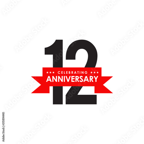 фотографія 12th year anniversary emblem logo design vector template