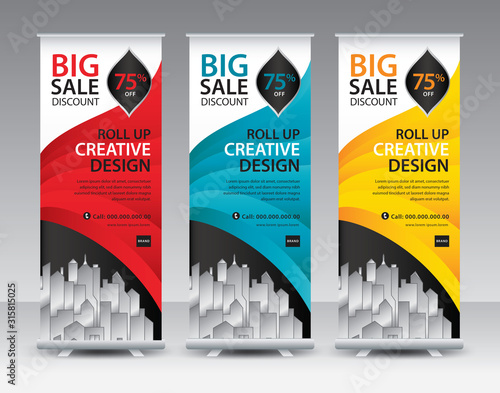 Roll up banner stand template Creative design, Modern Exhibition Advertising, flyer, presentation, pull up, web banner, leaflet, j-flag, x-stand, x-banner, poster, display, vector eps10
