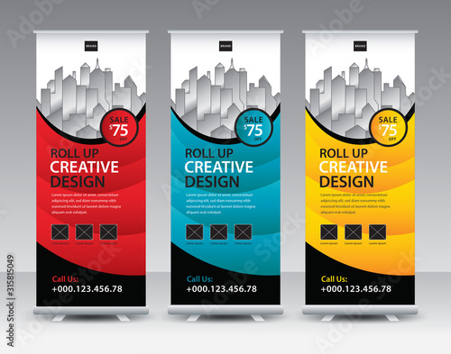 Roll up banner stand template Creative design, Modern Exhibition Advertising, flyer, presentation, pull up, web banner, leaflet, j-flag, x-stand, x-banner, poster, display, vector eps10