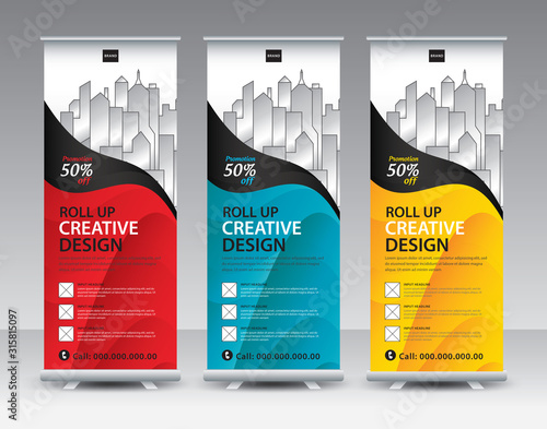 Roll up banner stand template Creative design, Modern Exhibition Advertising, flyer, presentation, pull up, web banner, leaflet, j-flag, x-stand, x-banner, poster, display, vector eps10