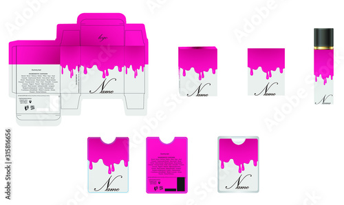 Packaging design, luxury perfume box,  pocket perfume and deo design template and mock up box. Illustration vector.