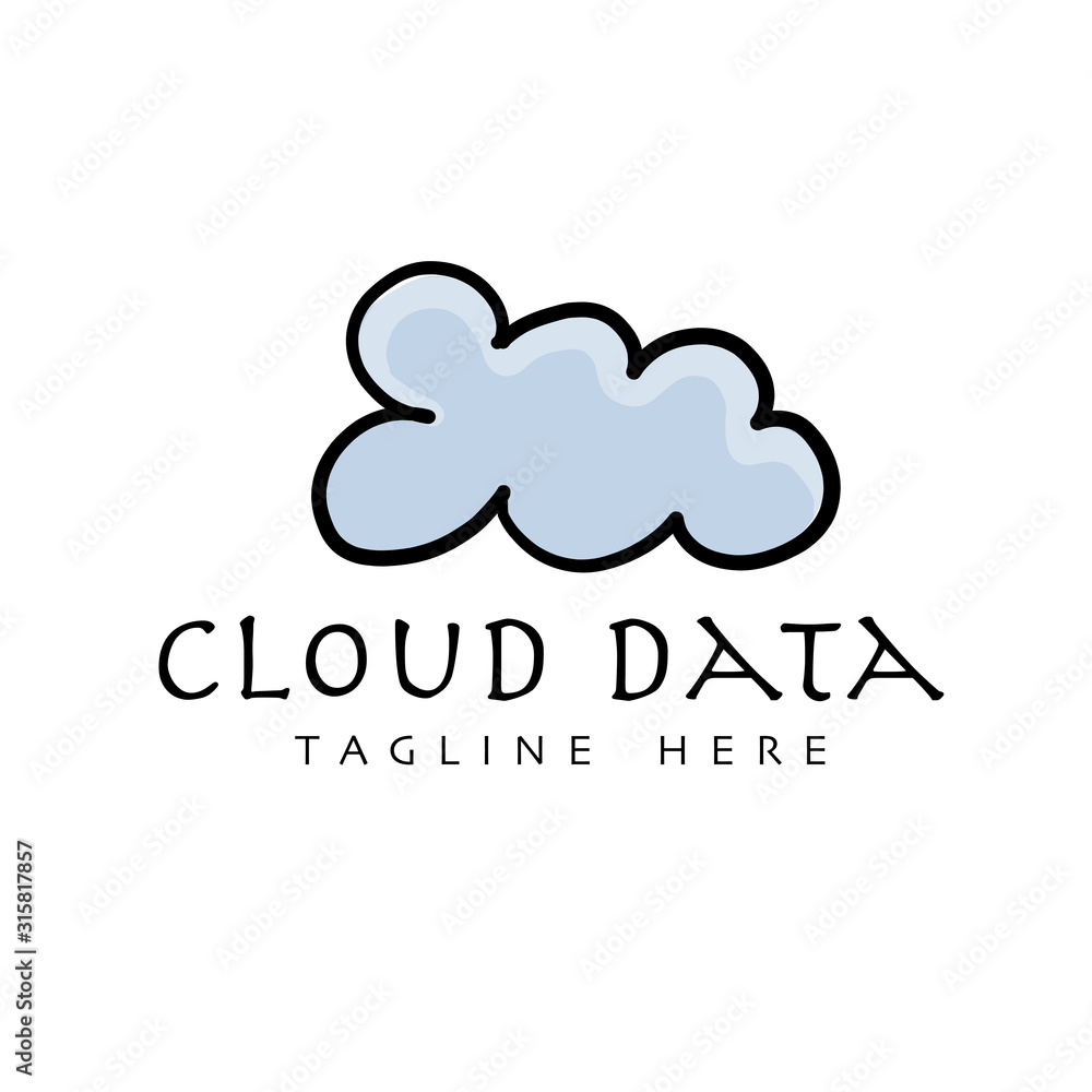 Data cloud, isolated sketch for your design Data cloud, isolated sketch for your design