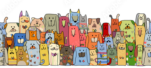 Funny dogs family, seamless pattern for your design
