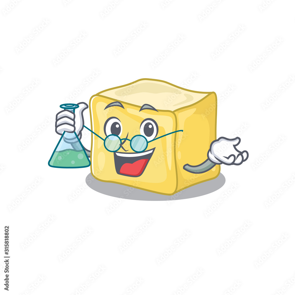 Smart Professor creamy butter cartoon character with glass tube Stock Vector | Adobe Stock Smart Professor creamy butter cartoon character with glass tube Stock Vector | Adobe Stock