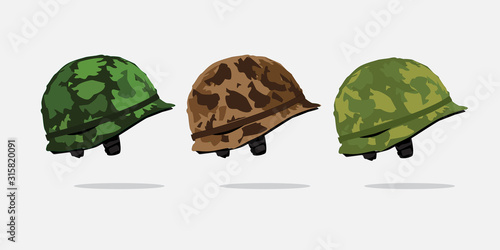 Set of army helmet vector. Army helmet icon. Army war helmet. Military helmet