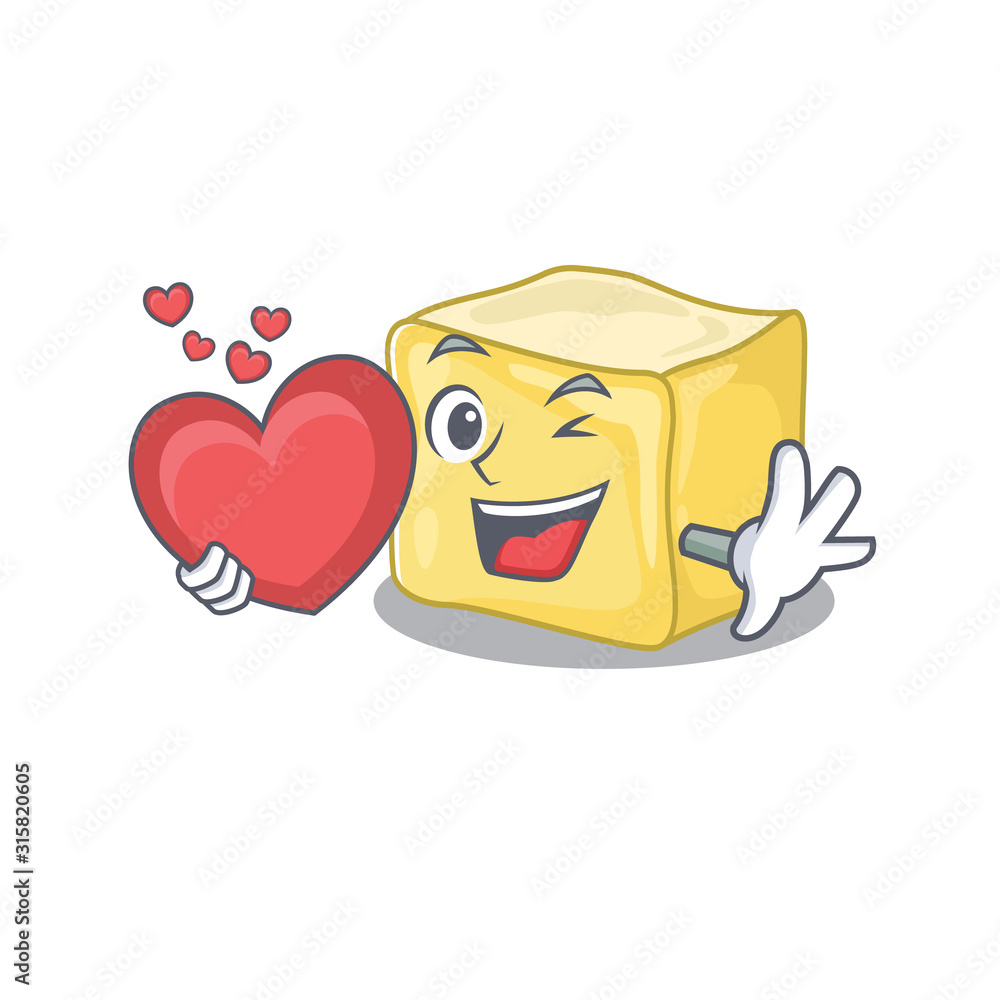 Funny Face creamy butter cartoon character holding a heart Stock Vector |  Adobe Stock