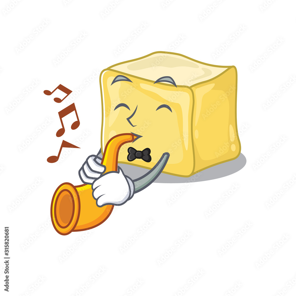 cartoon character style of creamy butter performance with trumpet Stock  Vector | Adobe Stock