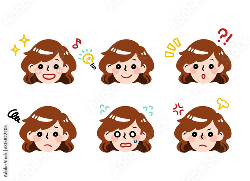 woman's emotions set / expression