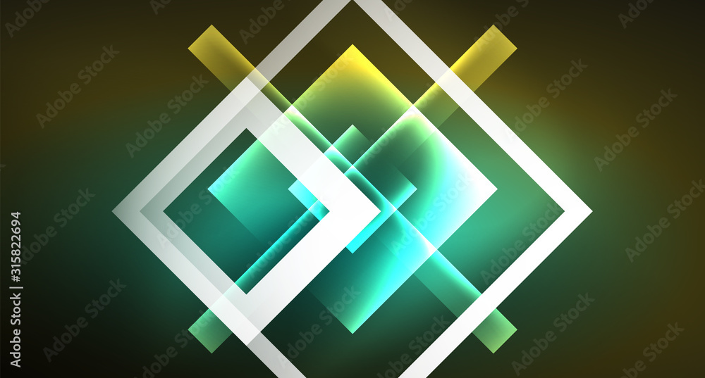 Shiny neon design square shape abstract background. Retro vector abstract design banner template Shiny neon design square shape abstract background. Retro vector abstract design banner template