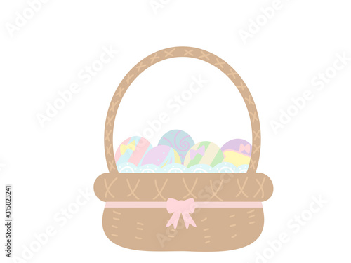 Many Easter eggs in a basket