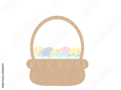 Many Easter eggs in a basket