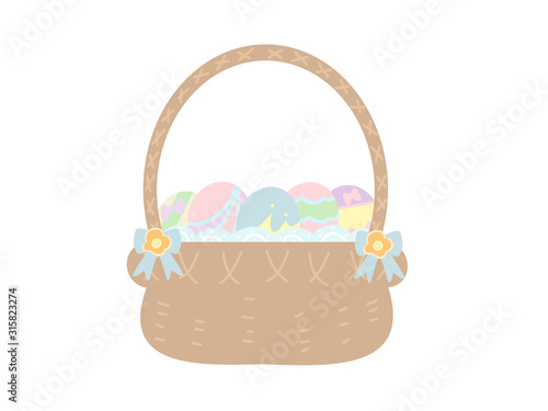 Many Easter eggs in a basket